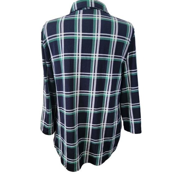 Eden & Olivia Long Sleeve Rollable Sleeve Button Front Plaid Checkered Shirt  L - Picture 5 of 9